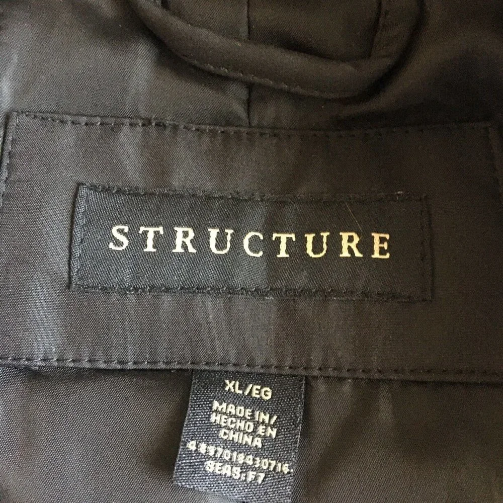 Structure Men's Jacket Field Button-Front‎ Black Jacket Size XL